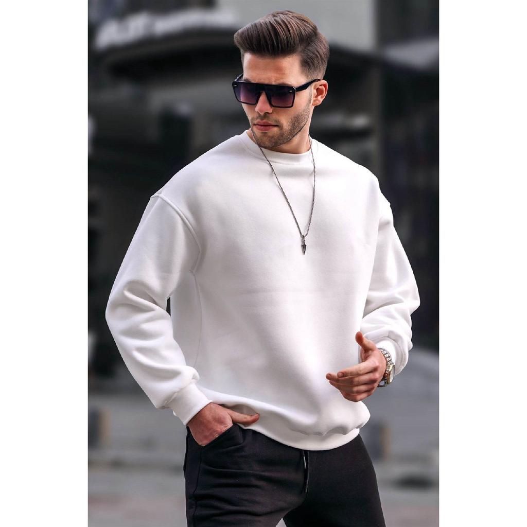 Smoked Rundhals Oversize Basic Herren Sweatshirt 6048