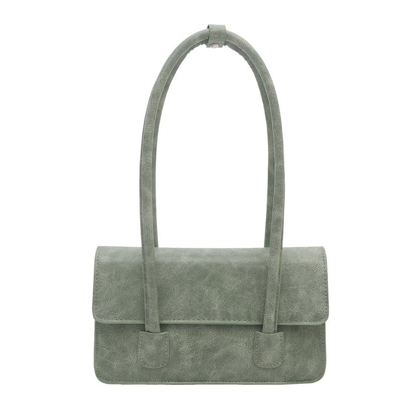 

Spring new PU women s bag oil wax leather shoulder bag texture fashion trend bean green underarm bag зелений