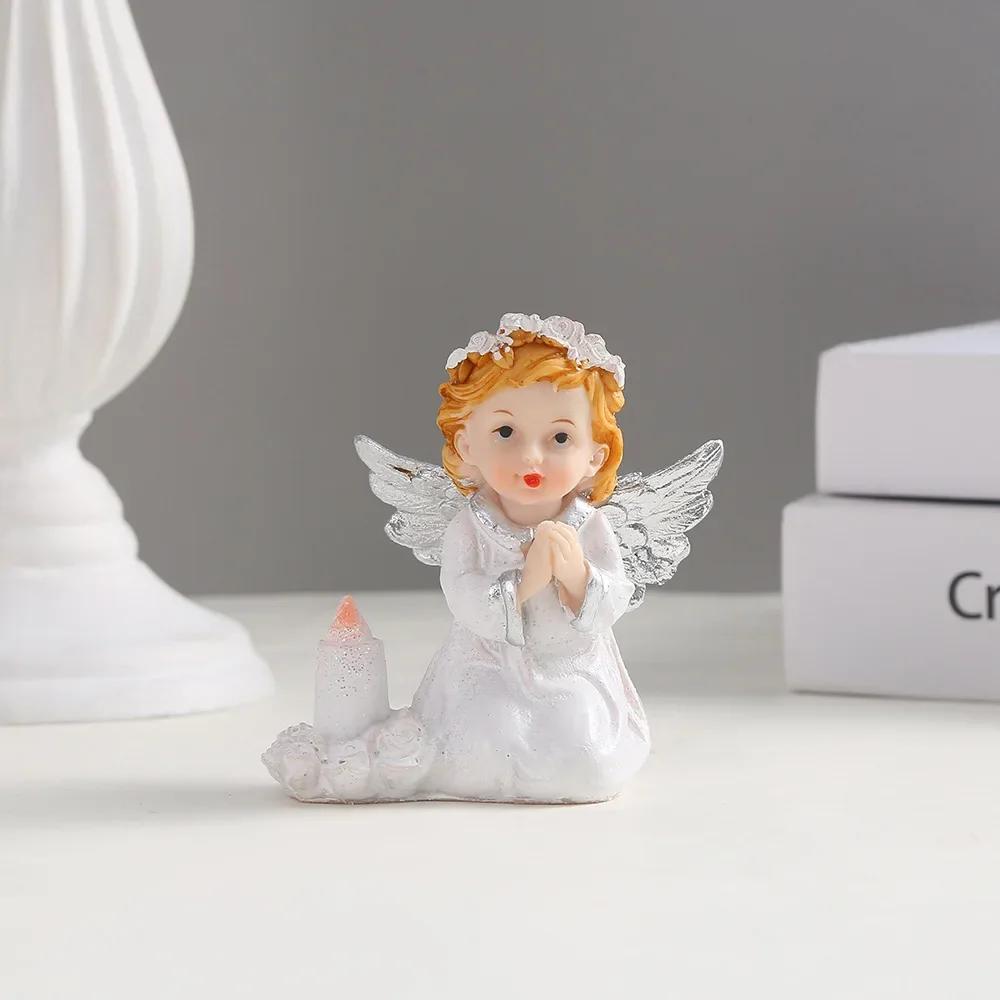 2pcs Angel Flower Fairy Cute Warm Countryside Resin Crafts Garden Home Living Room Entrance Decoration Ornament Birthday Gift