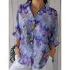 Fashion Women's Summer Shirt Top Elegant Long Sleeve Button Floral Print Shirt Sophisticated Casual Comfortable Women's Clothing