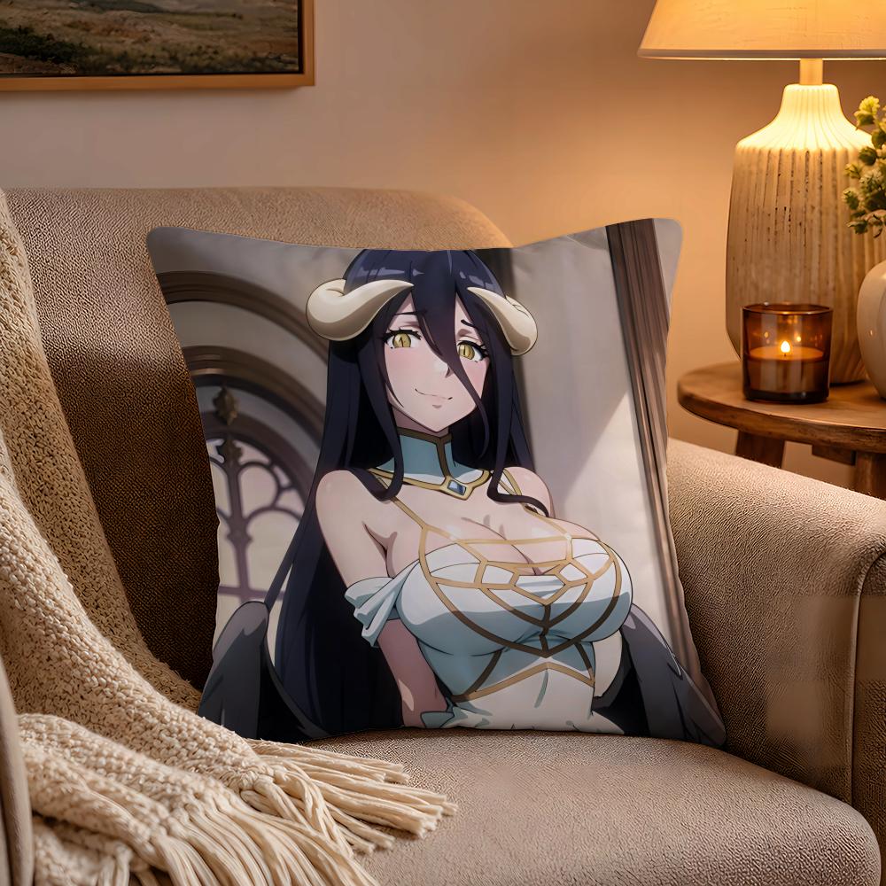 Hot Anime AAlbedo Cushion Cover Soft Plush Cushion Cover Double Print And Invisible Zipper For Sofa Home Car Use