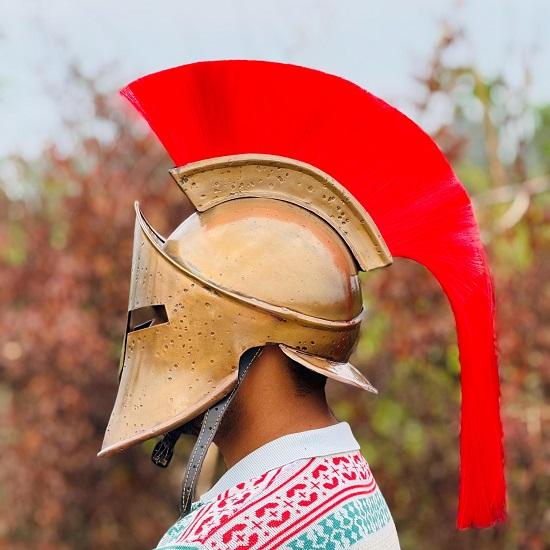 Spartan Helmet with Red Plume  Greek Warrior Helmet Medieval Helmet for , Cosplay  Collectibles Gift for Him.