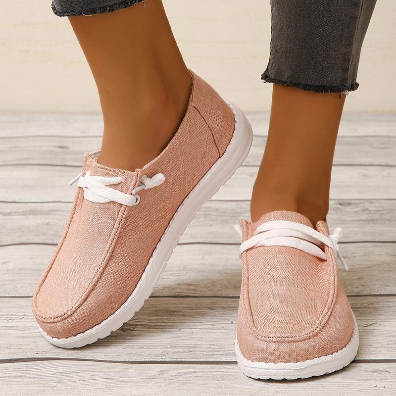 Dámské šněrovací boty, ležérní plátěné lehké slip-on boty, dámská outdoorová obuv