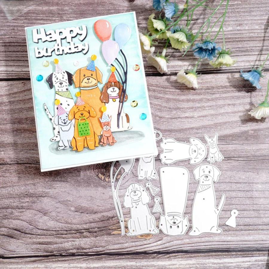 Puppies Celebration Balloon Metal Cutting Dies Stencil for DIY Scrapbooking Photo Album Embossing Paper Cards Crafts Diecuts