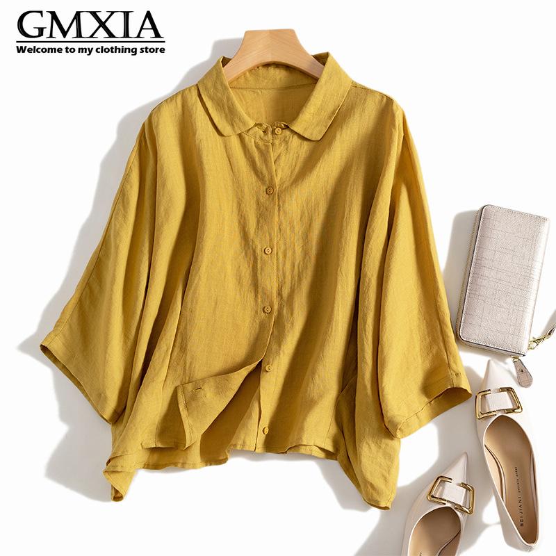 

GMXIA Женская мода Повседневный досуг Однотонный принт Длинный рукав Воротник ПОЛО Блузки и рубашки M жёлтый