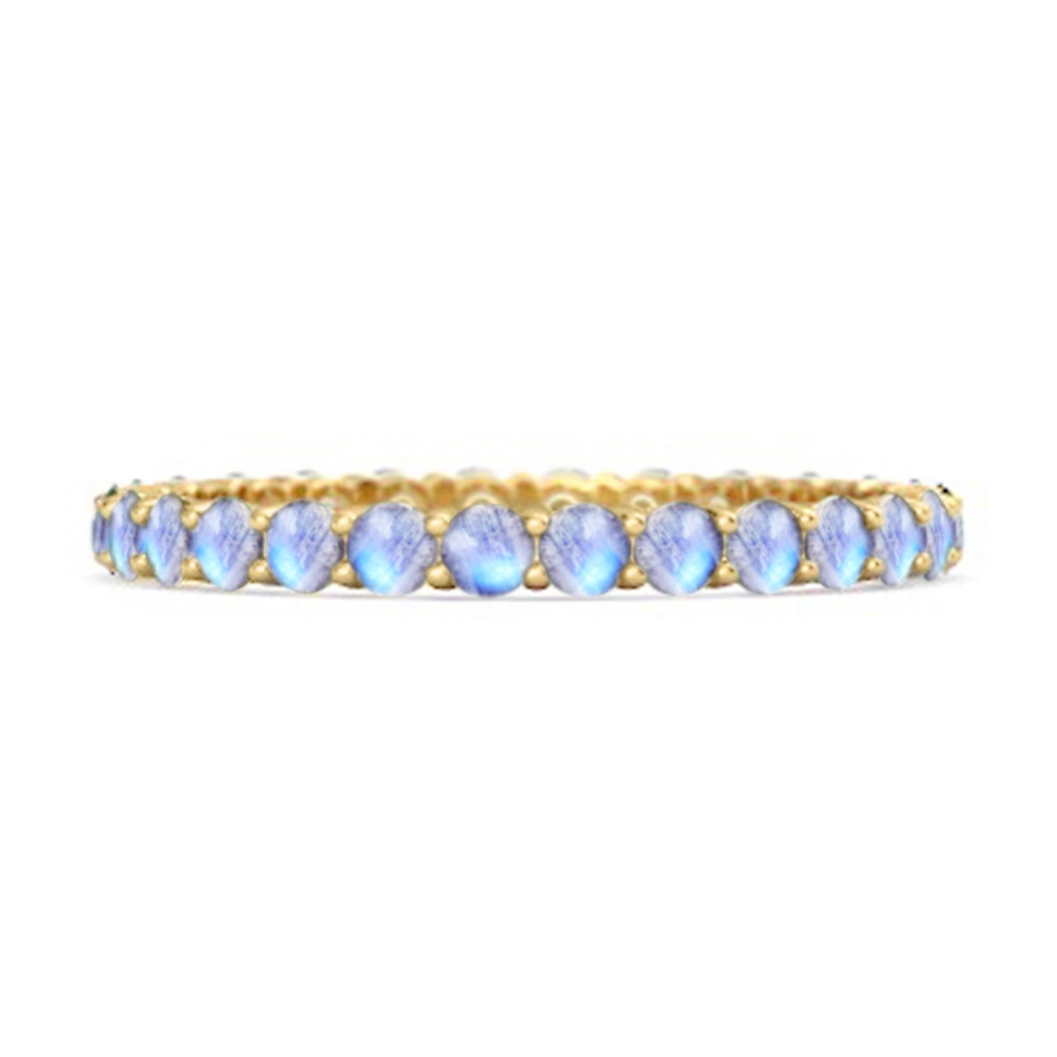 

Moonstone Full Eternity Ring - 925 Sterling Silver Gold Vermeil 7 жовтий/золотий