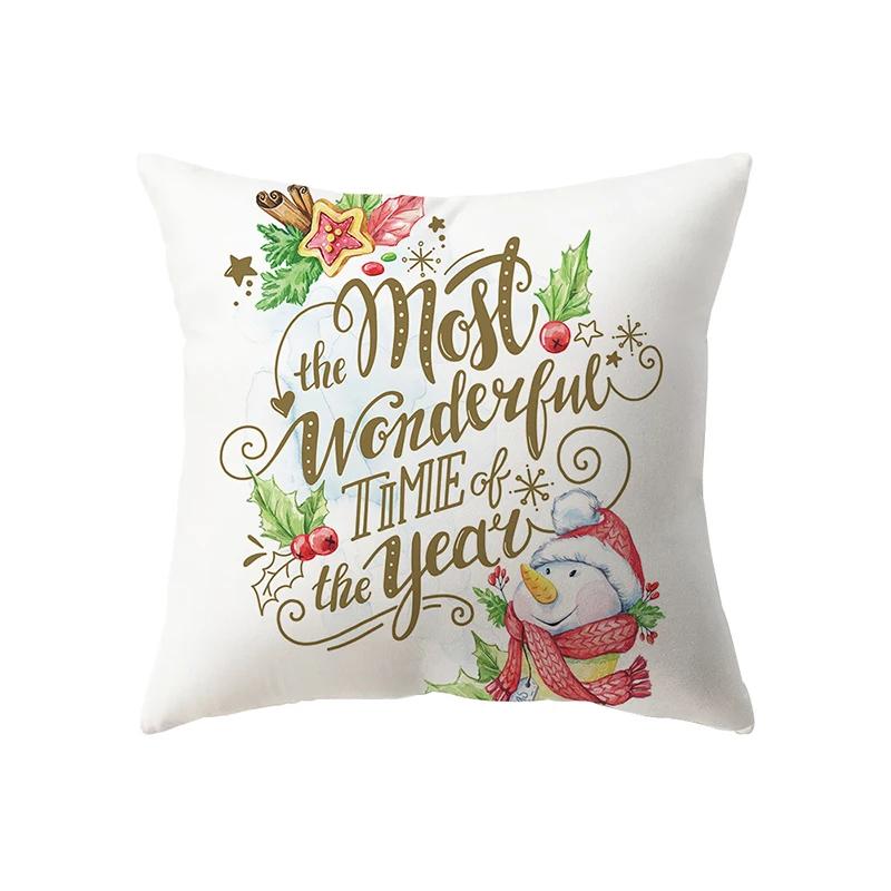 Christmas Decoration Merry Print Pattern Cushion Cover Home Living Room Sofa Pillow