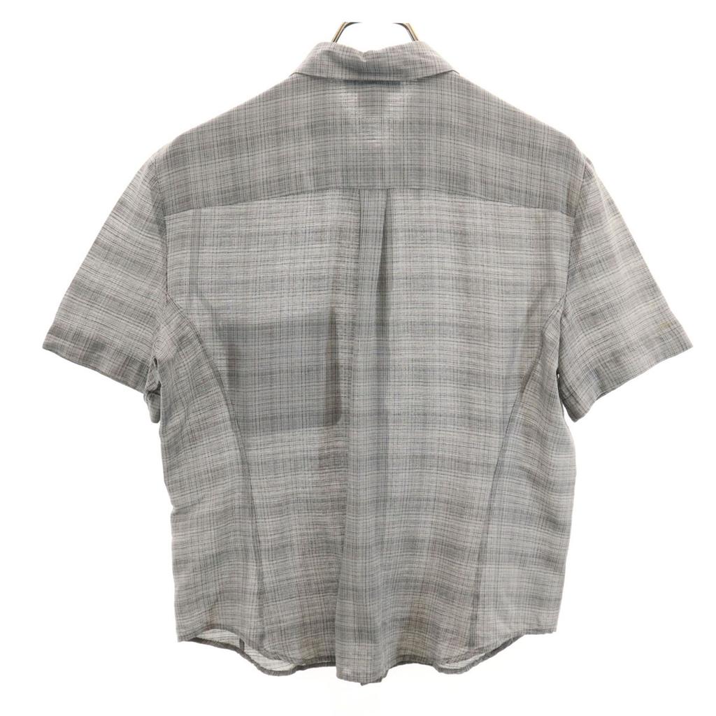 Celine Französisches Seidengemisch Karomuster Kurzarmhemd 42 grau Damen Gebraucht