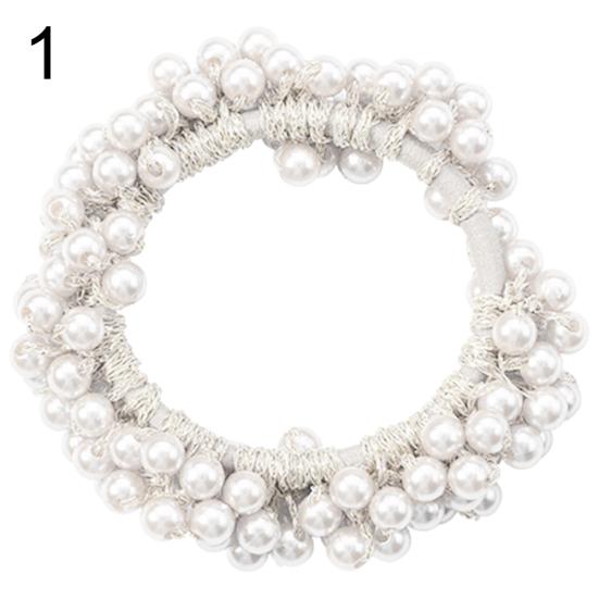 Fashion Women Girls Faux Pearl Ponytail Holder Hair Tie Ring Rope Accessory