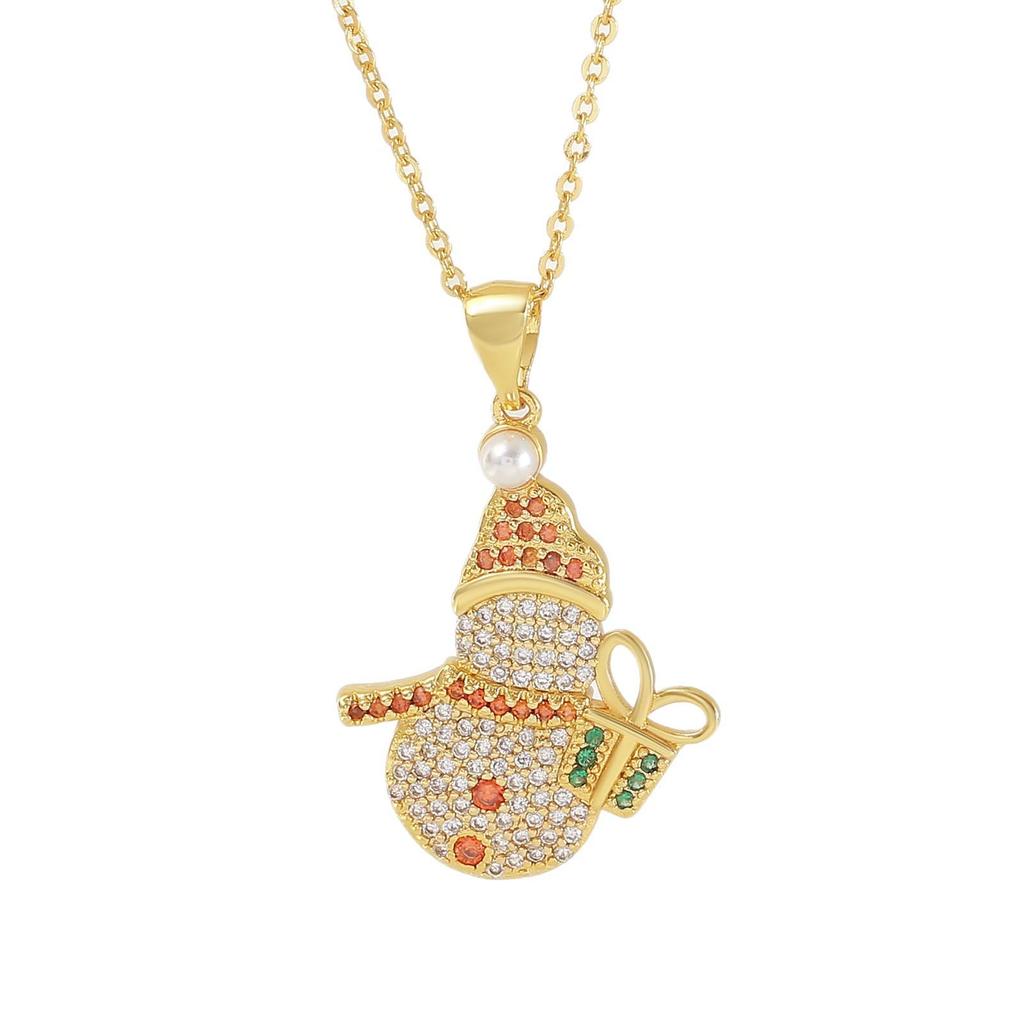 Elegante Weihnachts-Schneemann-Halskette: Leichter Luxus Zirkon Schlüsselbeinkette für Damen