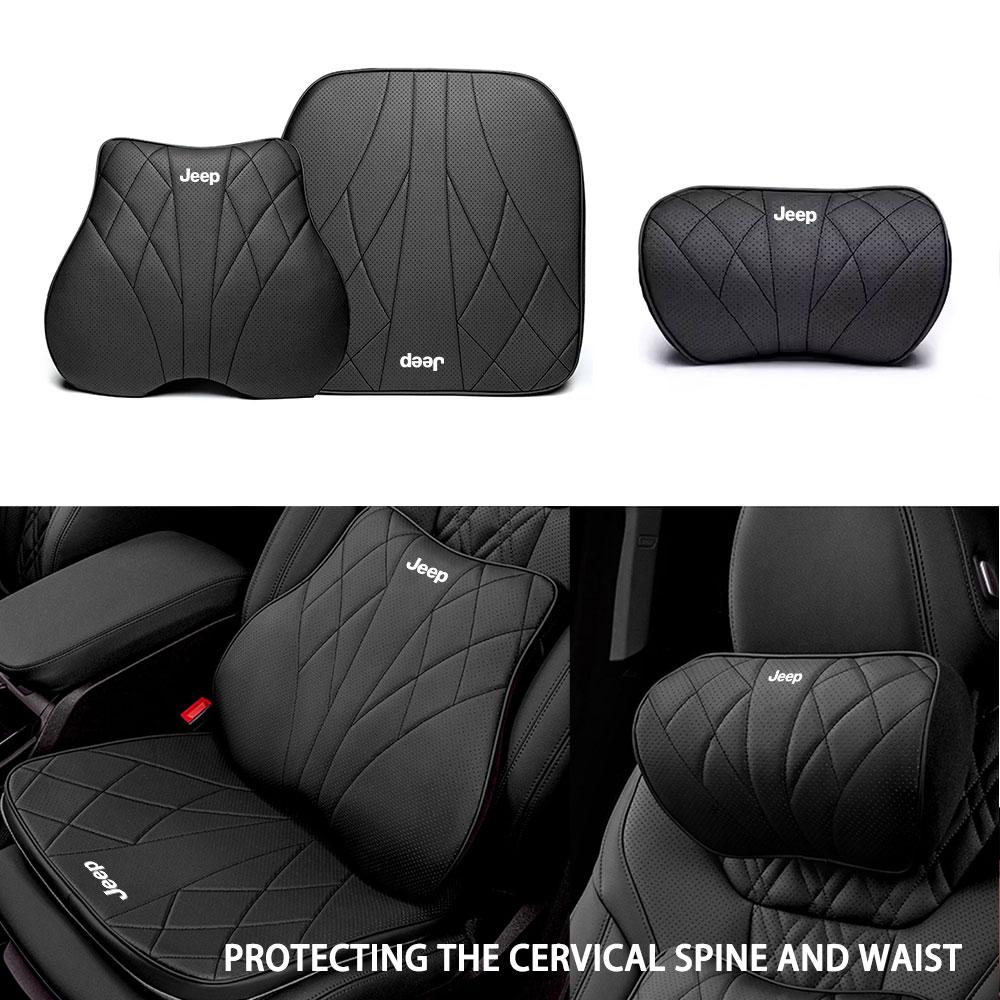 CQAHOI1 New Car Headrest Lumbar Pillow Memory Foam Auto Neck Waist Support Backrests For Jeep JPB Compass Grand Patriot Liberty Renegade