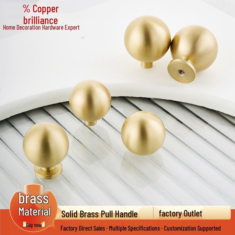 Gold Brass Round Ball Drawer Handle - Luxury French Design