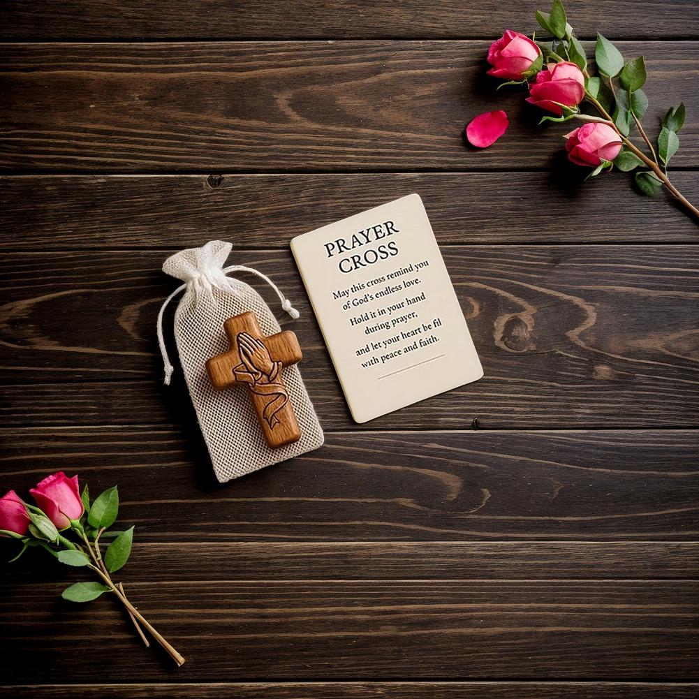 1/2/3Pcs Prayer Hands Cross: A Pocket-Sized Sanctuary Handheld Heart Carry In To Pocket Supp Natural With Emotional Resin C X9G7