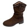 Retro style stacking boots women's spring and autumn new fashion thick heel medium boots western cowboy boots knight fashion boots
