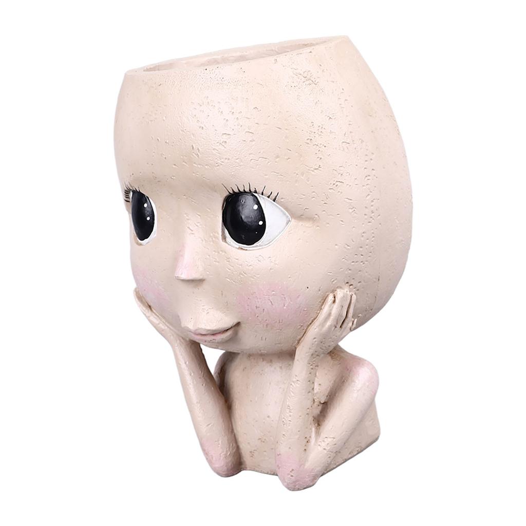 Ansiktskrukor Stor Kaliber Harts Dräneringshålsdesign Kreativt Huvud Suckulentplanteringskruka för