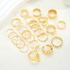 New 25Pcs/Set Vintage Gold Color Butterfly Ring Set Hollow Heart Imitation Pearl Zircon Rings Fashion Finger Jewelry Accessories