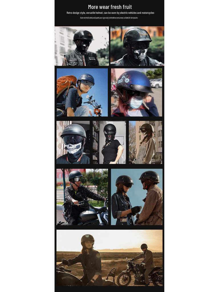 DOT Certified Retro Motorcycle Helmet, Class A Electric Vehicle Safety Helmet, Summer.
