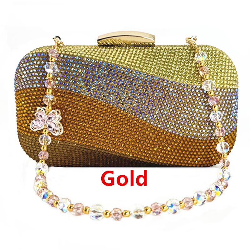

Luxury Ladies Clutch Evening Bag Gold and Silver Multi Color Diamond Wallet Latest Wedding Party Christmas Gift Evening Bag золотой