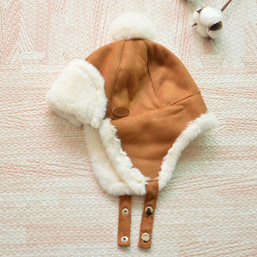 Winter Kids Baby Boy Girl Russia Hat Fur Ball Ear Thicken Warm Cap With Plush Children's Flying Cap 1 2 3 4 Years Bomber Hats
