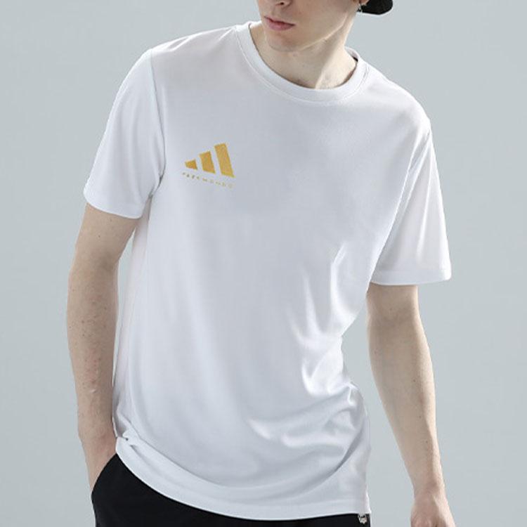 Adidas Printed Logo Casual Breathable Lightweight Quick-Dry Round Neck Short Sleeve T-Shirt Unisex Tops White ADICLTS24CTKP-WG