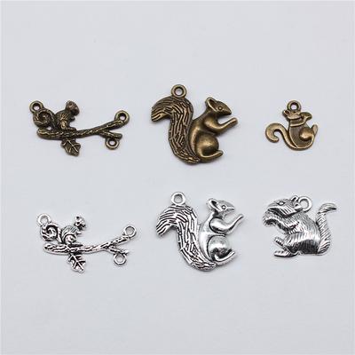20pcs Animal Squirrel Charms Tibetan Bronze Silver Color Pendants Antique Jewelry Making DIY Handmade Craft