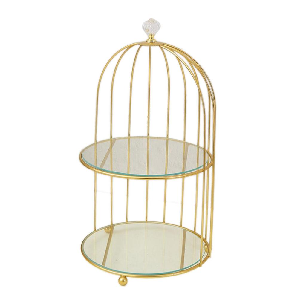 Golden Jewelry Holder Cupcake Stand Makeup Organiser Women , Double Layer, Others