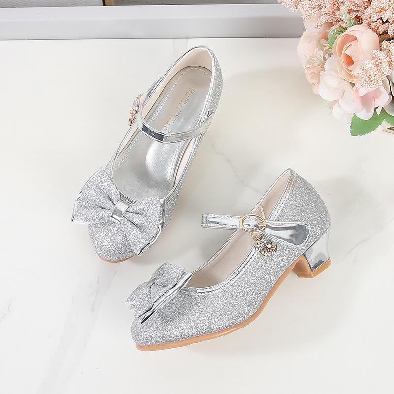 Girls princess high heels 2026 spring and autumn new little girl crystal leather shoes children single shoes primary and secondary school students