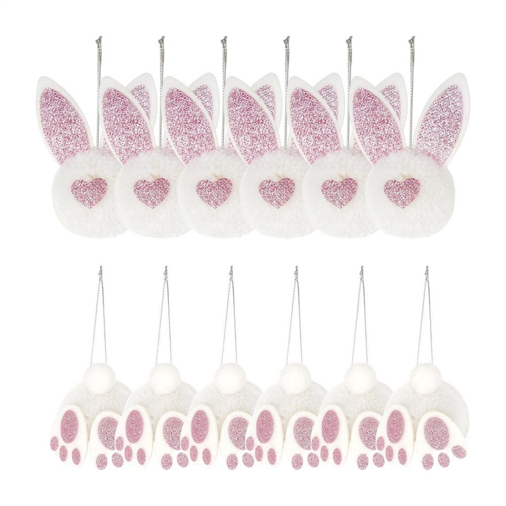 

12pcs Easter Rabbit Ornament Cute Plush Bunny Ornaments Decoration For Home Festivals Celebrations Party Bedroom Trees Branches
