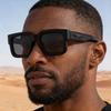 Retro European-American Square Frame Men's Sunglasses - High-End Outdoor Sun Protection