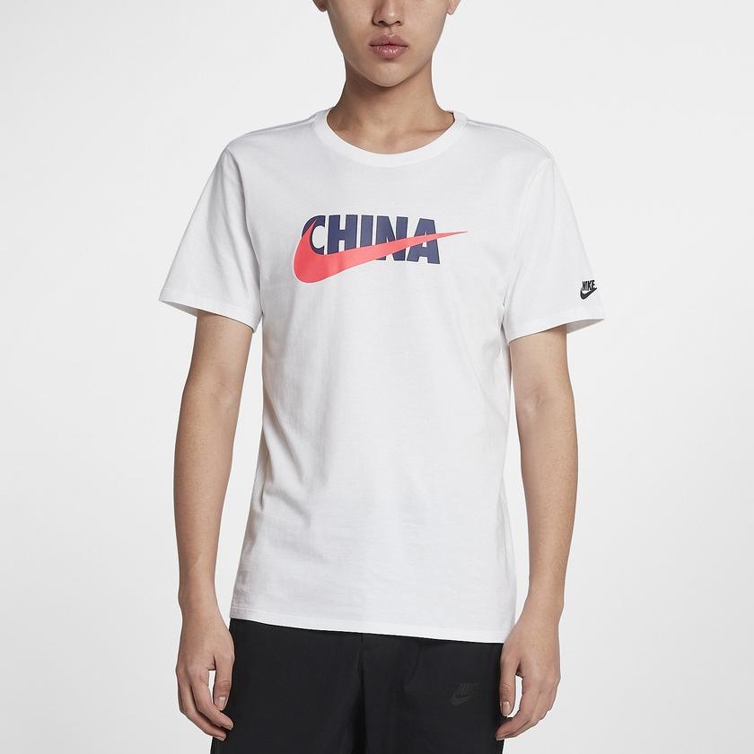 Nike Solid Color Logo Print Cotton Crew Neck T-Shirt Men Tops White AQ5189-100