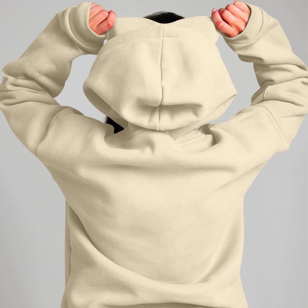 Unisex mikina s kapucí a vestavěnou oční maskou, ležérní s dlouhým rukávem, sportovní pulovr jednobarevný, volná mikina