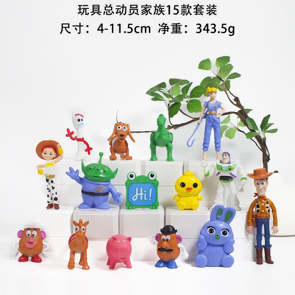 15pcs/Set Toy Story Woody Buzz Lighty Forky Rex Action Figure Toy Anime Figurine Desktop Decoration Model Ornaments Toys
