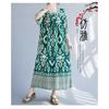 Summer New Temperament V-neck Mid-length Dress Retro Printing Loose Dresses