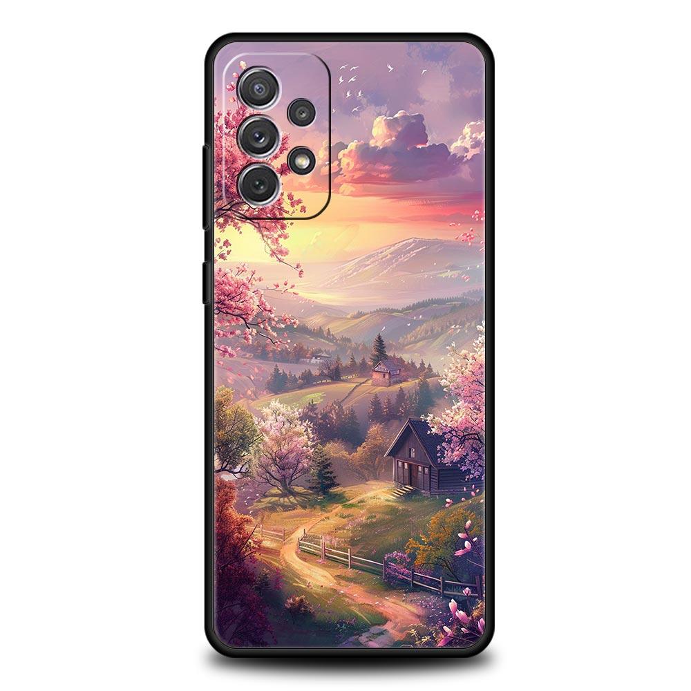Korean Flower Phone Case for Samsung Galaxy A55 A35 A17 A07 A15 A13 A25 A51 A71 A72 A73 A32 A52 A52S A41 5G Soft TPU Shell Capas