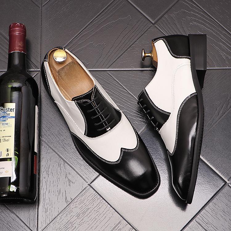 2025 Men's Pointed Toe Leather Dress Shoes - British Style, Height Increasing, Ideal for Business, Casual Wear, or Weddings.