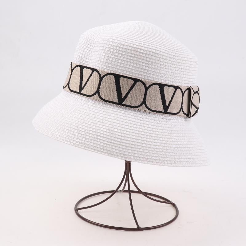 Trendy Letters Woven Fisherman Ladies Simple Straw Hat Sun Hats Outdoor Travel Beach Panama Cap Bucket Hats For Women