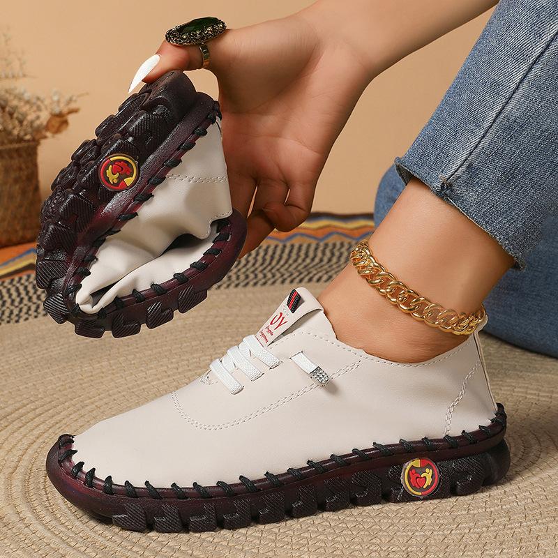 Summer real soft leather single shoes women's comfortable flat non-slip mother shoes soft sole casual sports