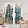 2pcs,2D Plane Printing Curtain Popular Snowman & Snowflake Polyester Woven (without Rod) Decorations Outdoor for Various Rooms,