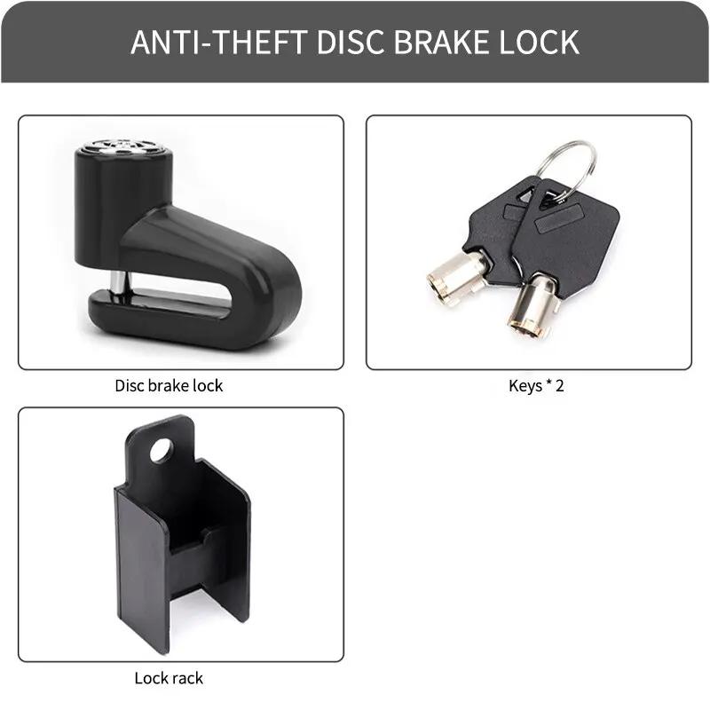 Anti-Theft Motorcycle Disc Brake Lock Safety Wheel Lock for Mountain & Road Bikes Includes 2 Keys