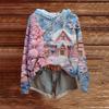 Ladies' Fashionable Printing Casual Hooded Long Sleeved Sweatshirt