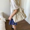 Casual Drawstring Tote Bag Korean Work Handbag Fashion Wrinkled Shoulder Bag  Daily
