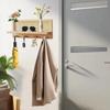 Solid Wood Woven Wall Key Hook Book Newspaper Organization Wall Mounted Magazine Storage Rack Space Saver Rattan Storage Rack