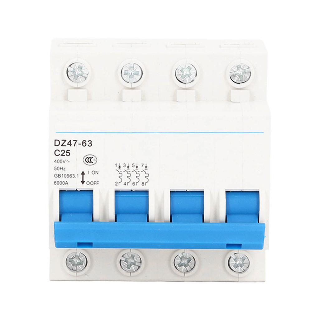 Miniature Circuit Breaker 4P Residual Current Isolator DIN Rail Mount AC 400V 25A