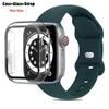 Glas+Gehäuse+Armband Für Uhrenarmband 44mm 41mm 45mm 40mm 38mm 42mm Silikonarmband iWatch Serie 9 8 3 4 5 6 SE 7 Armbänder