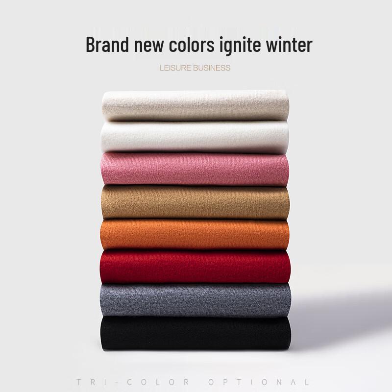 Hengyuanxiang Women's 100% Pure Wool Thick Half-High Collar Sweater