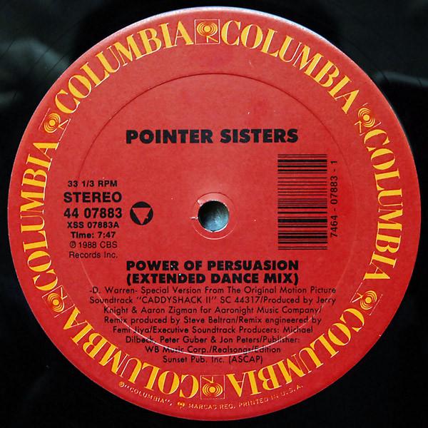 

12inch Record POINTER SISTERS - Power Of Persuasion 4407883 Columbia 1988 US Soul/Funk Used