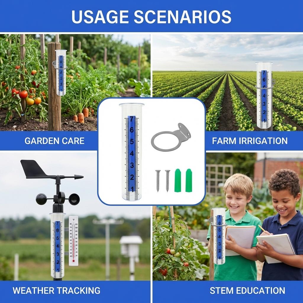 Outdoor Plastic Rain Gauge Precision Weather Resistant Measuring Tool For Garden And Agriculture Use