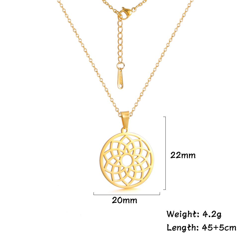 Flower of Life Sacred Geometry Necklace Stainless Steel Mandala Neck Chain Women Men Viking Vintage Universal Spiritual Jewelry