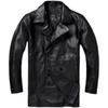 Chinese Size Long Men Leather Coat Genuine Soft Cow Leather Classic Double Breasted Turn Down Collar Leather Jackets For Men Clothing Autumn