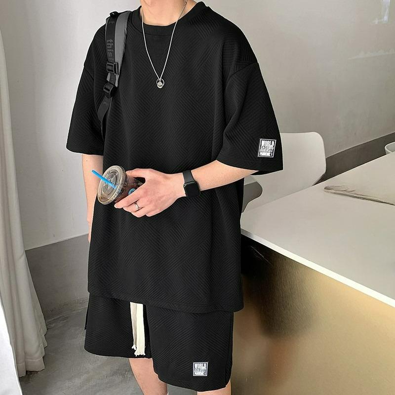 Short-sleeved Suit Men's Sports and Leisure Set of Tops, Pants, Loose T-shirts, Trendy Shorts, Men